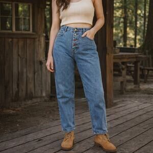 Vintage 90s Palmetto’s High Waist Button Fly Mom Jeans 9 USA